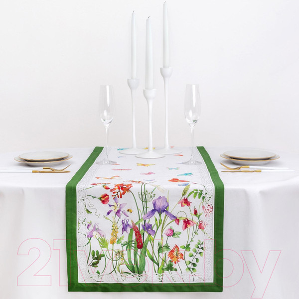 Изображение товара Дорожка на стол Этель Луговые цветы / 4026196 (40x146)