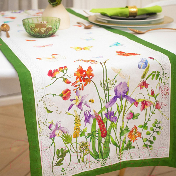 Изображение товара Дорожка на стол Этель Луговые цветы / 4026196 (40x146)