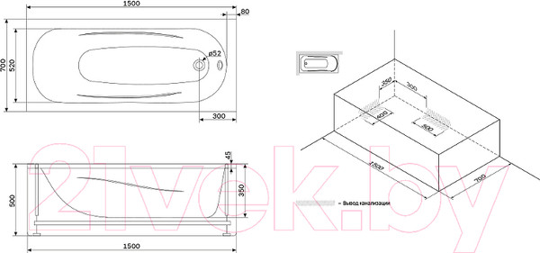 Изображение товара Каркас Damixa Willow / WILL-150-070W-R