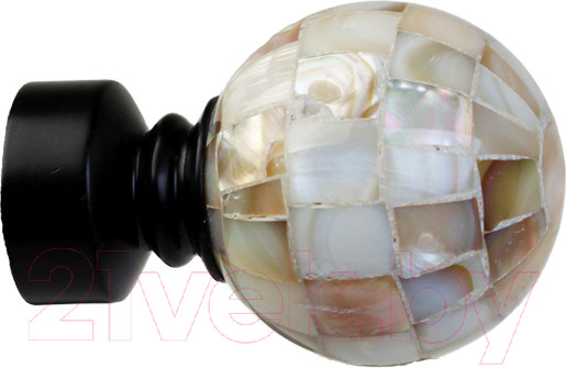 Изображение товара Набор наконечников для карниза Lm Decor YF072 Шар перламутр 25мм (2шт, черный матовый)