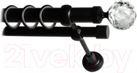 Изображение товара Набор наконечников для карниза Lm Decor YF130 Кристалл 25мм (2шт, черный матовый)