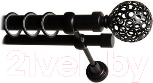 Изображение товара Набор наконечников для карниза Lm Decor YF095 Ажур 25мм (2шт, черный матовый)