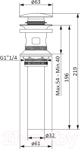 Изображение товара Донный клапан Damixa Option 210610300 (черный матовый)