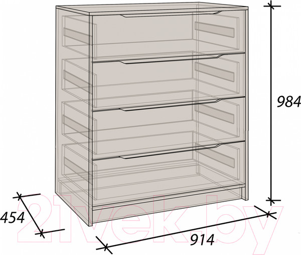 Изображение товара Комод Артём-Мебель Интерио 2 СН 111.03 (белый/графит)