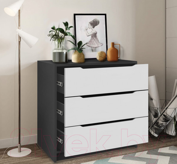 Изображение товара Комод Артём-Мебель Интерио 1 СН 111.04 (белый/графит)