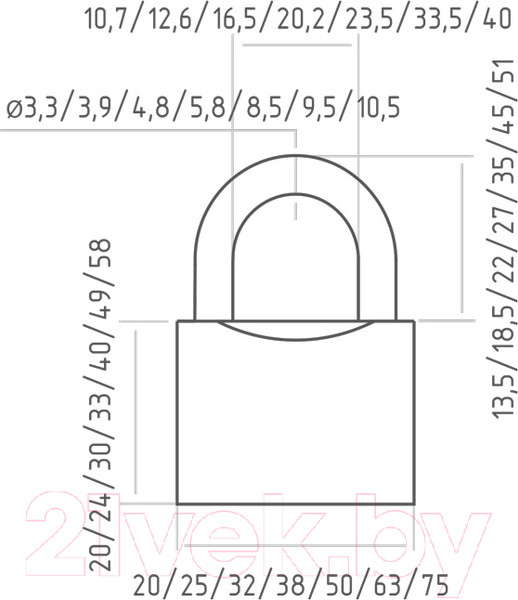 Изображение товара Замок навесной Нора-М ЗН-810-75мм (3кл)