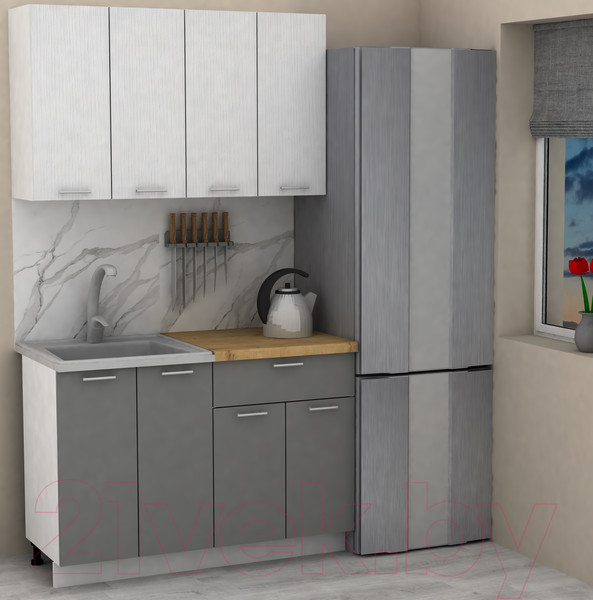 Изображение товара Кухонный гарнитур Eligard Lion 1.2 (белый/дымчатый алмаз/дуб бунратти)