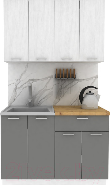 Изображение товара Кухонный гарнитур Eligard Lion 1.2 (белый/дымчатый алмаз/дуб бунратти)