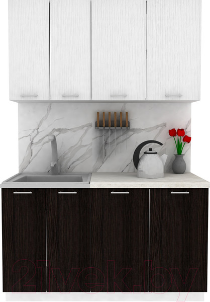 Изображение товара Кухонный гарнитур Eligard Lion 1.4 (белый/дуб марбург/королевский опал)