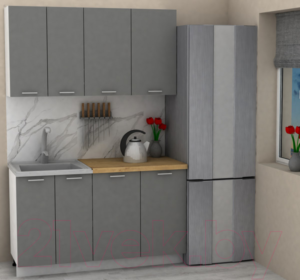 Изображение товара Кухонный гарнитур Eligard Lion 1.4 (дымчатый алмаз/дуб бунратти)