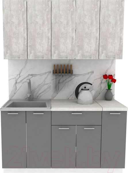 Изображение товара Кухонный гарнитур Eligard Lion 1.5 (ледяное дерево/дымчатый алмаз/королевский опал)