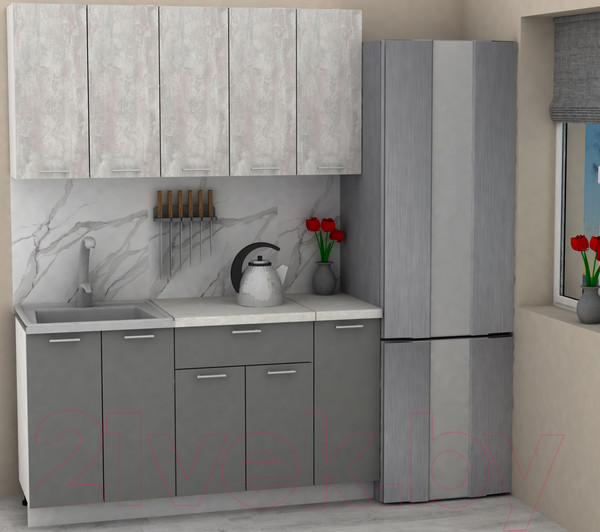 Изображение товара Кухонный гарнитур Eligard Lion 1.5 (ледяное дерево/дымчатый алмаз/королевский опал)