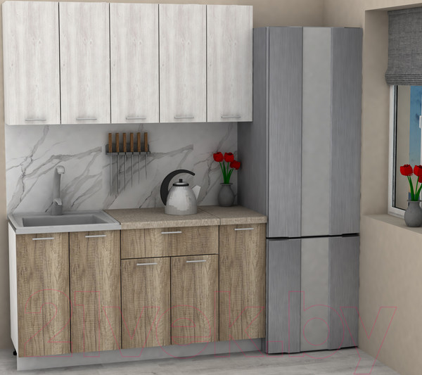 Изображение товара Кухонный гарнитур Eligard Lion 1.5 (сосна каньон/дуб каньон/малага)