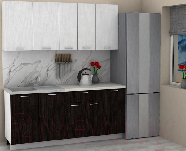 Изображение товара Кухонный гарнитур Eligard Lion 1.8 (белый/дуб марбург/королевский опал)