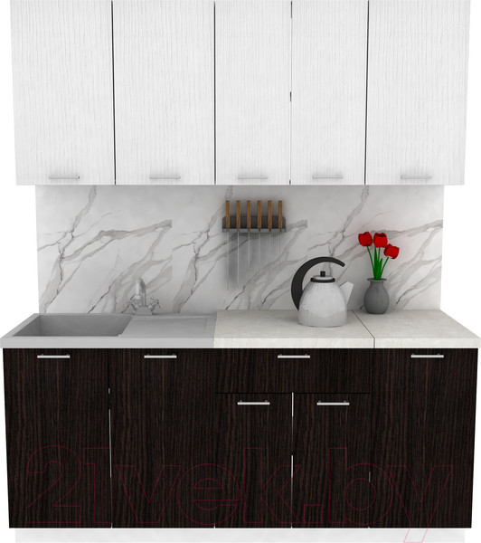 Изображение товара Кухонный гарнитур Eligard Lion 1.8 (белый/дуб марбург/королевский опал)