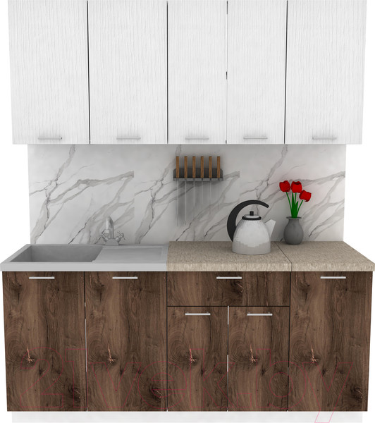 Изображение товара Кухонный гарнитур Eligard Lion 1.8 (белый/дуб нокс/малага)