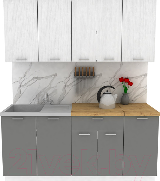 Изображение товара Кухонный гарнитур Eligard Lion 1.8 (белый/дымчатый алмаз/дуб бунратти)