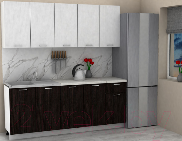 Изображение товара Кухонный гарнитур Eligard Lion 2.0 (белый /дуб марбург/королевский опал)