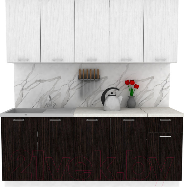 Изображение товара Кухонный гарнитур Eligard Lion 2.0 (белый /дуб марбург/королевский опал)