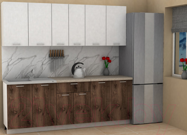 Изображение товара Кухонный гарнитур Eligard Lion 2.2 (белый/дуб нокс/малага)