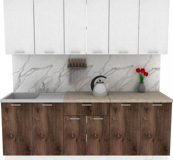 Изображение товара Кухонный гарнитур Eligard Lion 2.2 (белый/дуб нокс/малага)