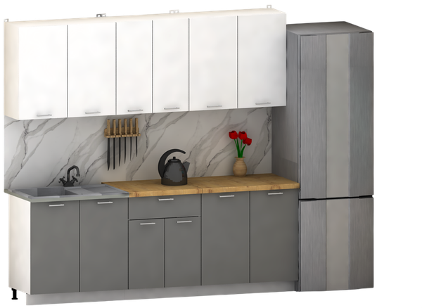 Изображение товара Кухонный гарнитур Eligard Lion 2.2 (белый/дымчатый алмаз/дуб бунратти)