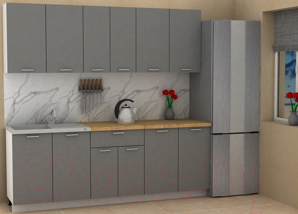 Изображение товара Кухонный гарнитур Eligard Lion 2.2 (дымчатый алмаз/дуб бунратти)