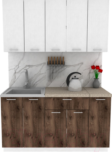 Изображение товара Кухонный гарнитур Eligard Lion 1.5 (белый/дуб нокс/малага)