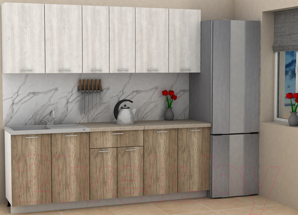 Изображение товара Кухонный гарнитур Eligard Lion 2.2 (сосна каньон/дуб каньон/малага)