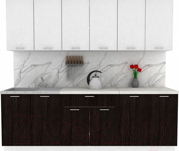 Изображение товара Кухонный гарнитур Eligard Lion 2.4 (белый/дуб марбург/королевский опал)