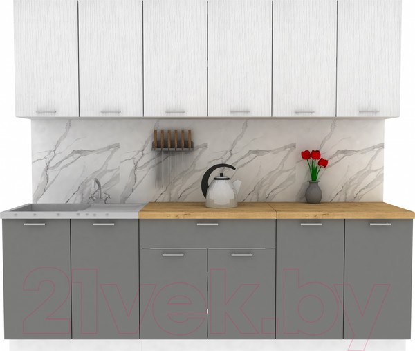 Изображение товара Кухонный гарнитур Eligard Lion 2.4 (белый/дымчатый алмаз/дуб бунратти)
