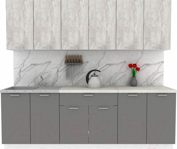 Изображение товара Кухонный гарнитур Eligard Lion 2.4 (ледяное дерево/дымчатый алмаз/королевский опал)