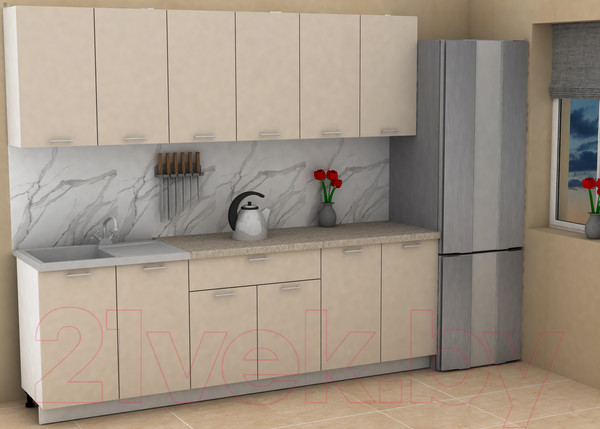 Изображение товара Кухонный гарнитур Eligard Lion 2.4 (персидский жемчуг/малага)