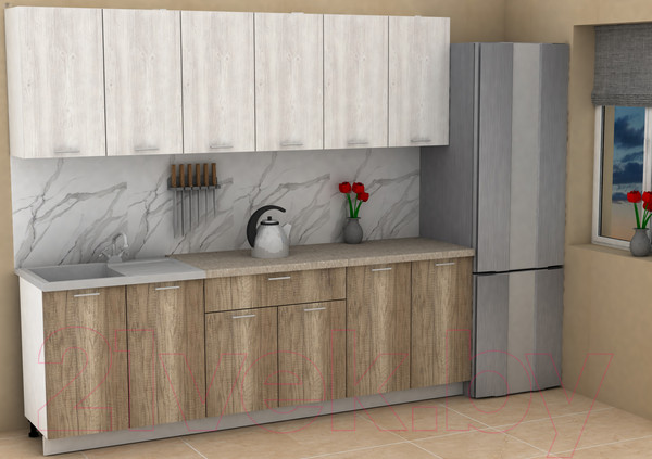 Изображение товара Кухонный гарнитур Eligard Lion 2.4 (сосна каньон/дуб каньон/малага)