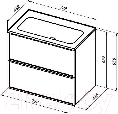 Изображение товара Умывальник Aquanet Арт 75 / 318925
