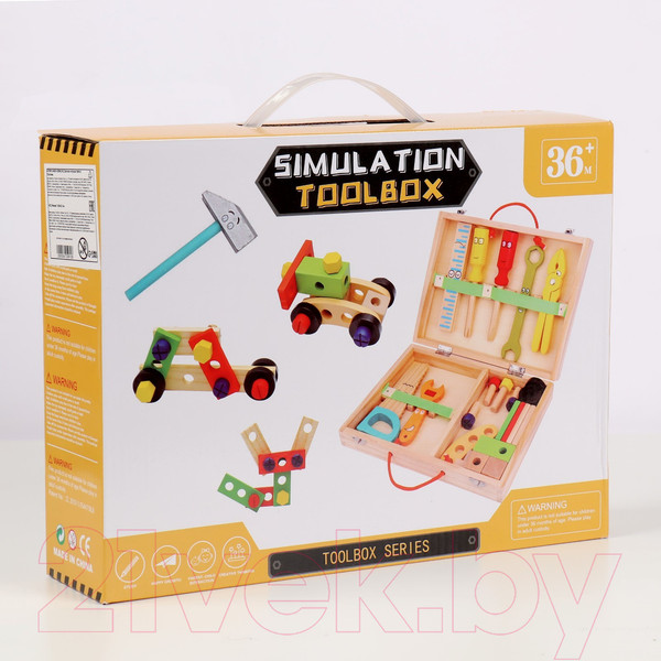 Изображение товара Набор инструментов игрушечный Sima-Land Набор плотника + конструктор в чемоданчике / 4725915