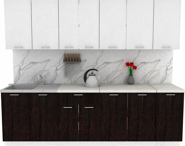 Изображение товара Кухонный гарнитур Eligard Lion 2.6 (белый/дуб марбург/королевский опал)