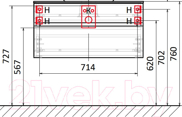 Изображение товара Тумба под умывальник Raval Decent 80 / Dec.01.80/A/RL (подвесная, антрацит)