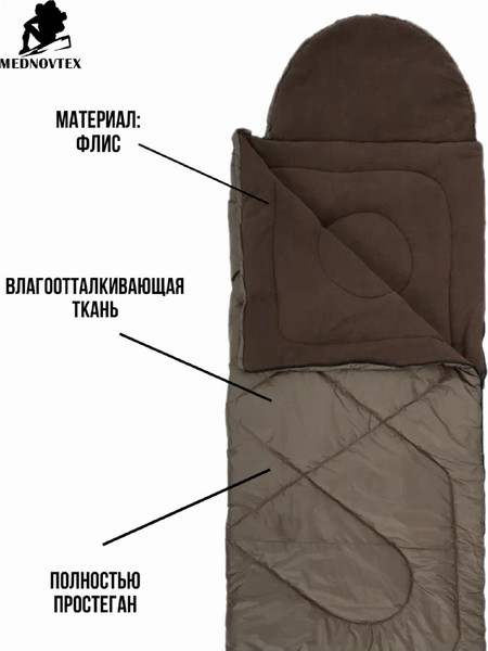 Изображение товара Спальный мешок MedNovtex Эксперт флис -10°С 225/85см