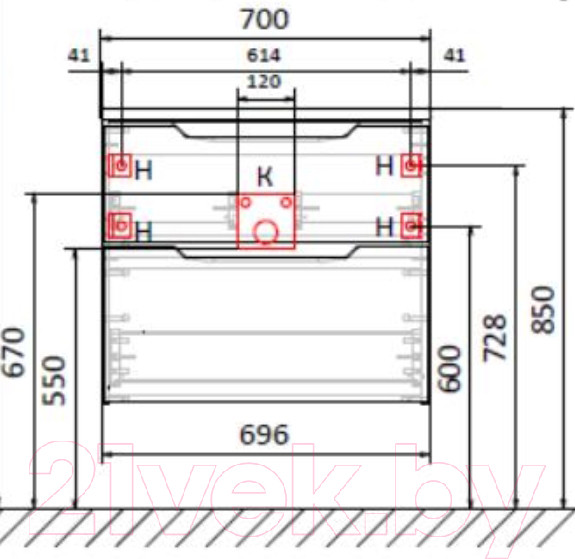 Изображение товара Тумба под умывальник Raval Wector 70 / Wct.01.70/P/A/MD (подвесная, антрацит)