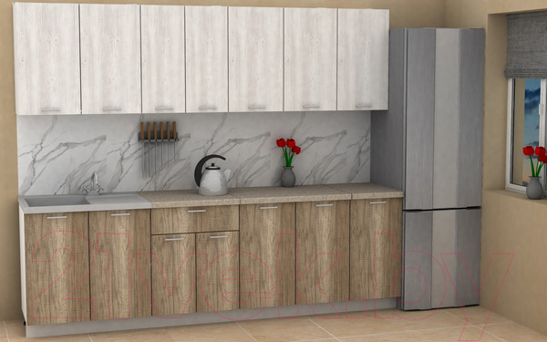 Изображение товара Кухонный гарнитур Eligard Lion 2.6 (сосна каньон/дуб каньон/малага)