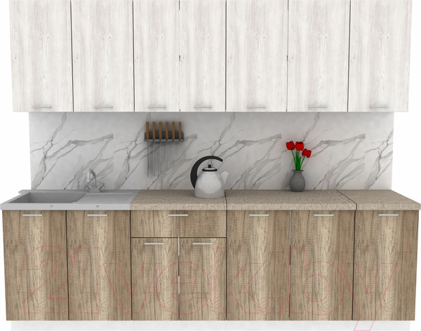 Изображение товара Кухонный гарнитур Eligard Lion 2.6 (сосна каньон/дуб каньон/малага)