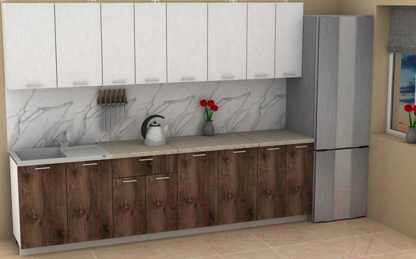 Изображение товара Кухонный гарнитур Eligard Lion 2.8 (белый/дуб нокс/малага)