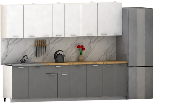 Изображение товара Кухонный гарнитур Eligard Lion 2.8 (белый/дымчатый алмаз/дуб бунратти)