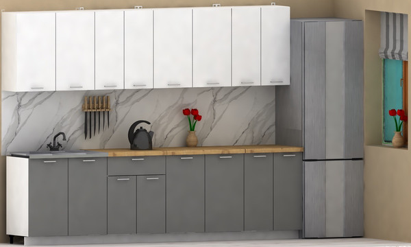 Изображение товара Кухонный гарнитур Eligard Lion 2.8 (белый/дымчатый алмаз/дуб бунратти)