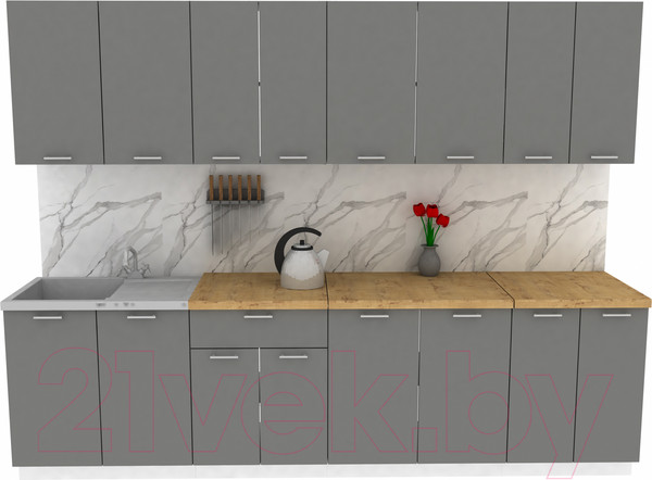 Изображение товара Кухонный гарнитур Eligard Lion 2.8 (дымчатый алмаз/дуб бунратти)