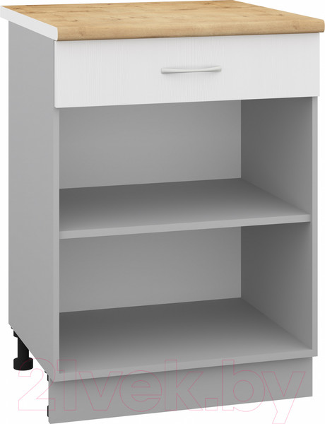 Изображение товара Шкаф-стол кухонный Кортекс-мебель Корнелия Лира НШ60р1ш (белый/дуб бунратти)