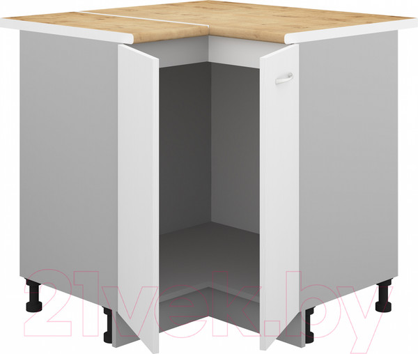 Изображение товара Шкаф-стол кухонный Кортекс-мебель Корнелия Лира НШУ угловой (белый/дуб бунратти)