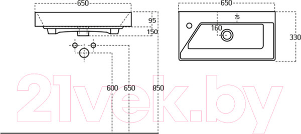 Изображение товара Умывальник Dreja Синерджи 65 / 17065-KL