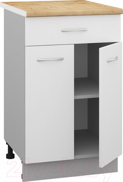 Изображение товара Шкаф-стол кухонный Кортекс-мебель Корнелия Лира НШ50р1ш (белый/дуб бунратти)
